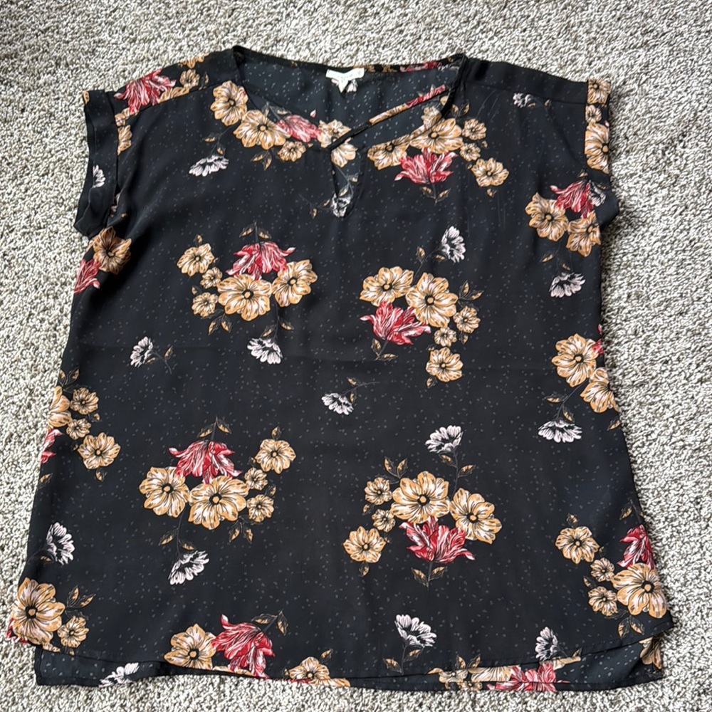 Maurices Pink and Orange Cap Sleeve Blouse